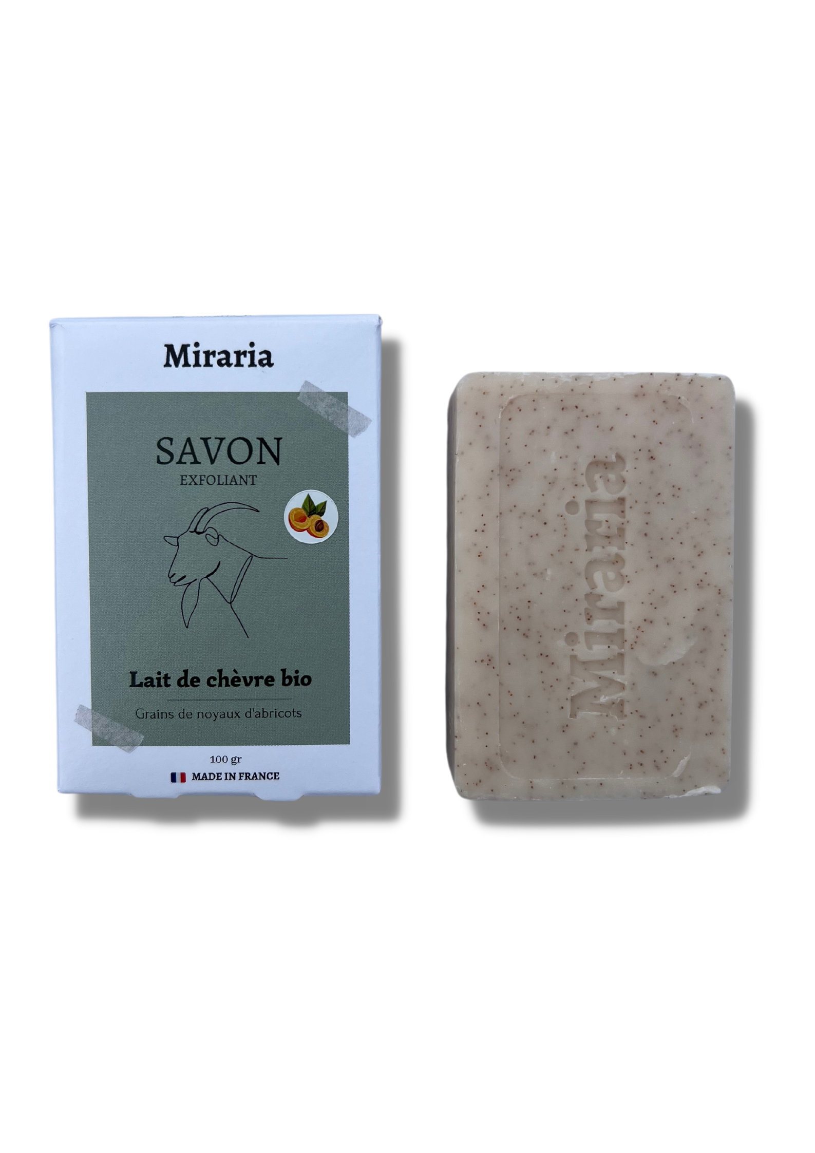 Savon / masque au lait de chèvre bio, enrichi aux noyaux d'abricots